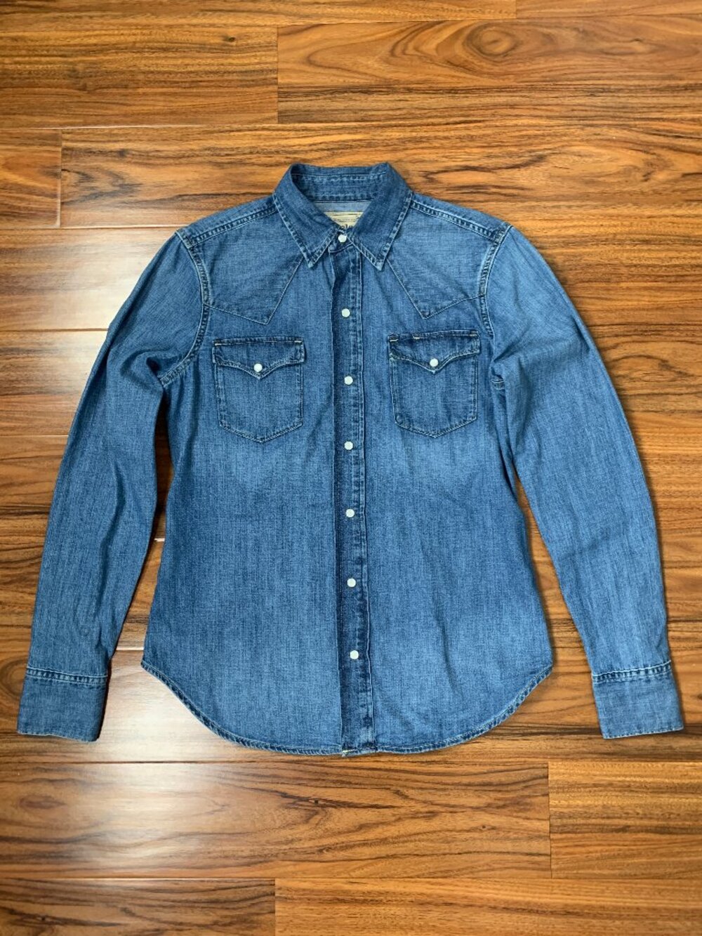 Polo Ralph Lauren Blue Western Pearl Snap Button-up Shirt Men's Small